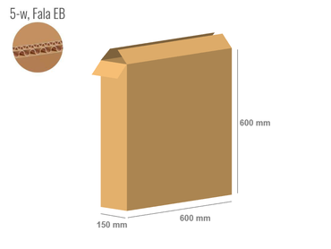 Karton 600x150x600 - mit Klappen (FEFCO 201) - 2-wellig (5-Schicht)