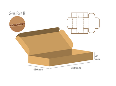 Pudełko kartonowe na pizzę 350x170x45 - Fasonowe Fefco 426