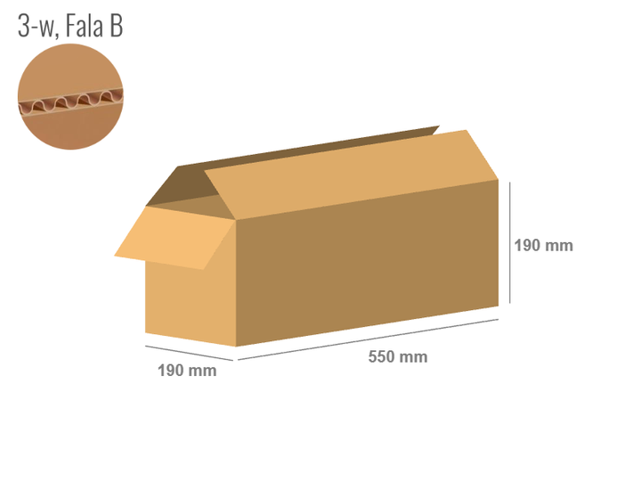 Cardboard box 550x190x190 - with Flaps (Fefco 201) - Single Wall (3-layer)