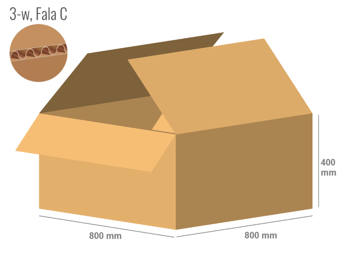 Karton 800x800x400 - mit Klappen (FEFCO 201) - 1-wellig (3-Schicht)