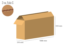 Karton 1080x310x510 - mit Klappen (FEFCO 201) - 1-wellig (3-Schicht)