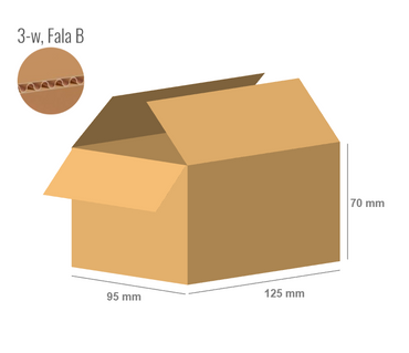 Pudełko kartonowe 125x95x70 - Klapowe (Fefco 201) - Tektura 3-warstwowa (3w)