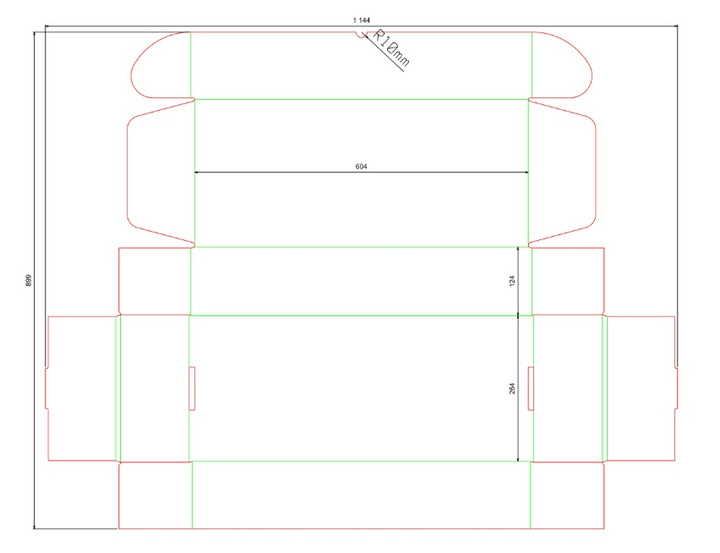 Pudełko fasonowe 600x260x120 - Fefco 427