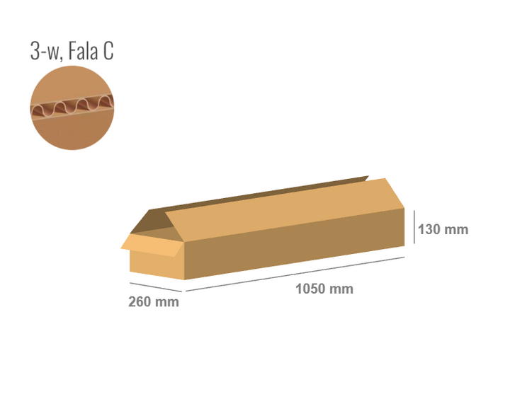 Pudełko kartonowe 1050x260x130 - Klapowe Fefco 201