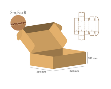 Pudełko fasonowe 370x260x100 - Fefco 427