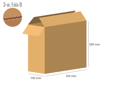Cardboard box 350x140x280 - with Flaps (Fefco 201) - Single Wall (3-layer)