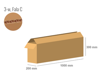 Karton 1000x200x300 - mit Klappen (Fefco 201) - 3-Schicht (3w)