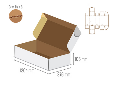 Pudełko fasonowe 1204x376x106 - Fefco 427 - jednostronnie bielone