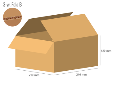 Cardboard box 240x210x120 - with Flaps (Fefco 201) - Single Wall (3-layer)