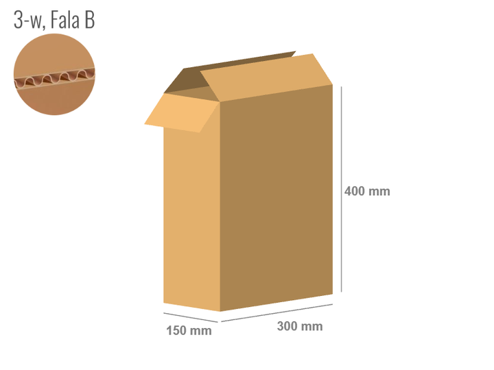 Cardboard box 300x150x400 - with Flaps (Fefco 201) - Single Wall (3-layer)
