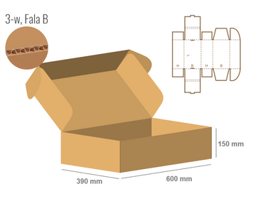 Pudełko fasonowe 600x390x150 - Fefco 427