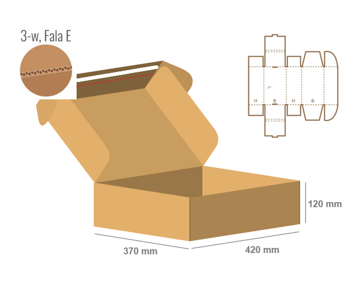 Pudełko fasonowe 420x370x120 - Fefco 427 BOX