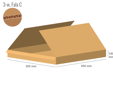Cardboard box 950x920x100 - with Flaps (Fefco 201) - Single Wall (3-layer)