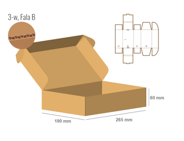 Pudełko fasonowe 265x190x60 - Fefco 427