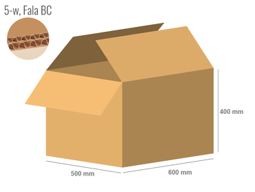 Cardboard box 600x500x400 - with Flaps (Fefco 201) - Double Wall (5-layer)