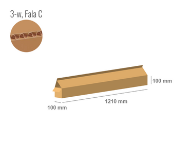 Pudełko kartonowe 1210x100x100 z klapami na zakład - Klapowe Fefco 203