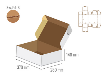 Pudełko fasonowe 370x280x140 - Fefco 427 - bielone od zewnątrz