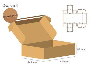 Pudełko fasonowe 345x245x88 - Fefco 427 BOX