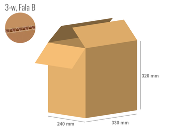 Cardboard box 330x240x320 - with Flaps (Fefco 201) - Single Wall (3-layer)