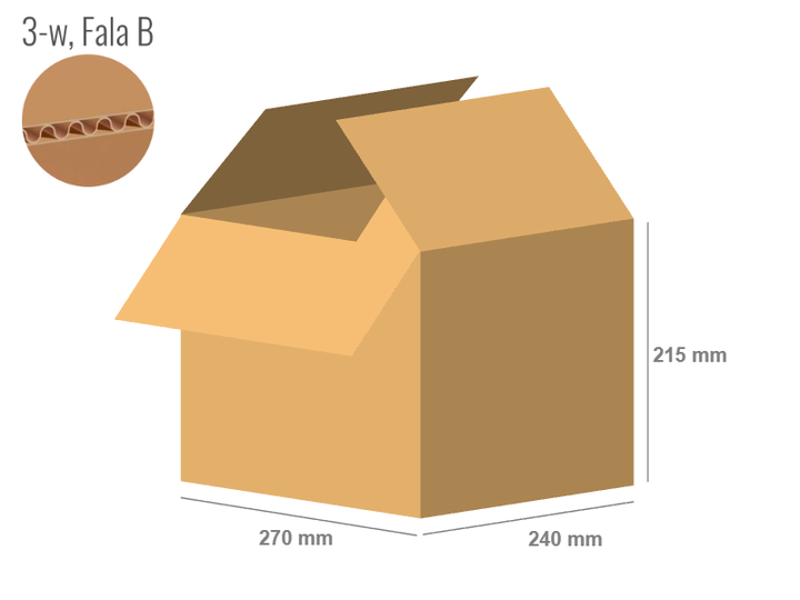 Cardboard box 240x270x215 - with Flaps (Fefco 201) - Single Wall (3-layer)
