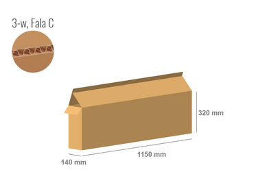 Pudełko kartonowe 1150x140x320 z klapami na zakład - Klapowe Fefco 203