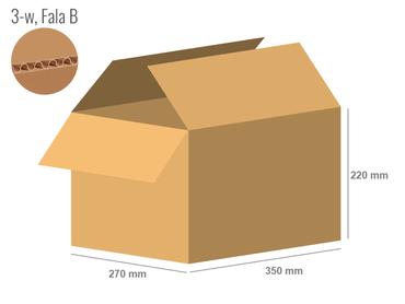 Karton 350x270x220 - mit Klappen (FEFCO 201) - 1-wellig (3-Schicht)