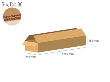 Cardboard box 1250x340x180 - with Flaps (Fefco 201) - Double Wall (5-layer)