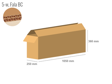 Cardboard box 1050x250x360 - with Flaps (Fefco 201) - Double Wall (5-layer)