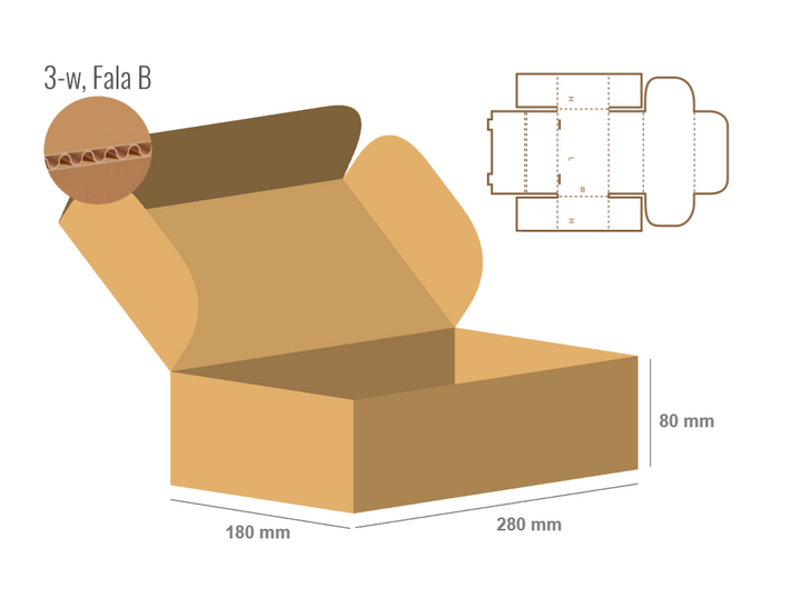 Pudełko fasonowe 280x180x80 - Fefco 426