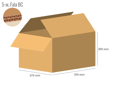 Cardboard box 350x270x200 - with Flaps (Fefco 201) - Double Wall (5-layer)