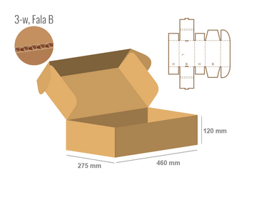 Pudełko fasonowe 460x275x120 - Fefco 427