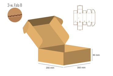 Pudełko fasonowe 260x250x90 - Fefco 427