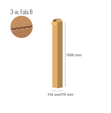 Cardboard box 110x110x1000 - with Flaps (Fefco 201) - 3-layer (3w)