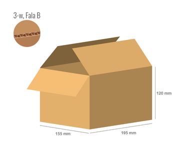 Cardboard box 195x155x120 - with Flaps (Fefco 201) - 3-layer (3w)