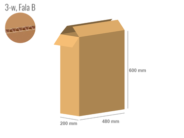 Karton 480x200x600 - mit Klappen (FEFCO 201) - 1-wellig (3-Schicht)