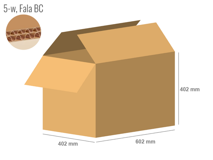 Cardboard box 602x402x402 - with Flaps (Fefco 201) - Double Wall (5-layer)