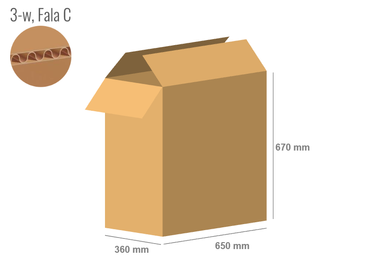 Pudełko kartonowe 650x360x670 - Klapowe Fefco 201