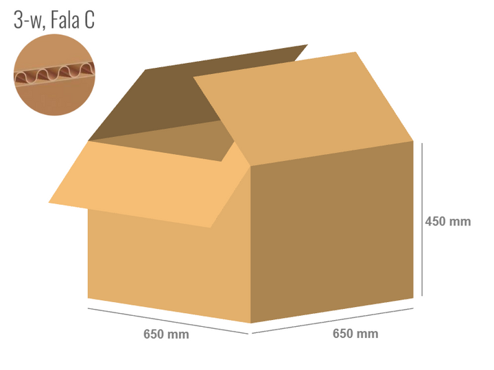 Karton 650x650x450 - mit Klappen (FEFCO 201) - 1-wellig (3-Schicht)