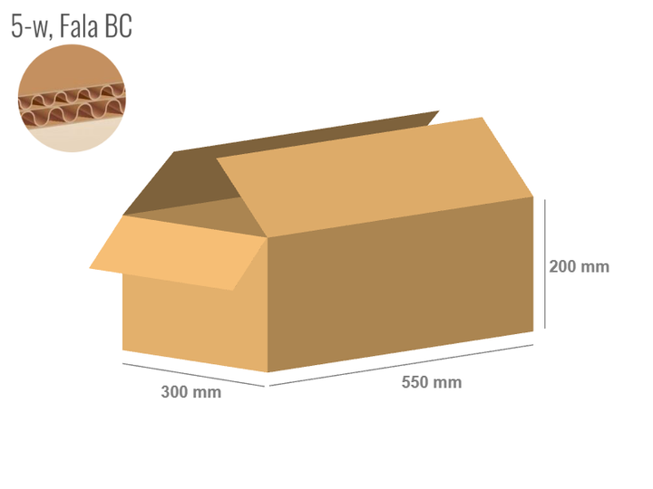 Karton 550x300x200 - mit Klappen (FEFCO 201) - 2-wellig (5-Schicht)