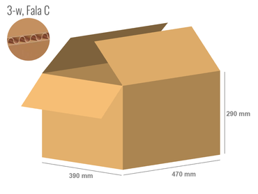 Cardboard box 470x390x290 - with Flaps (Fefco 201) - Single Wall (3-layer)