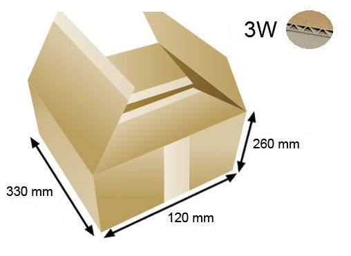 Cardboard box 330x120x260 - with Flaps (Fefco 201) - Single Wall (3-layer)