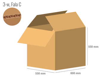 Cardboard box 600x550x550 - with Flaps (Fefco 201) - Single Wall (3-layer)