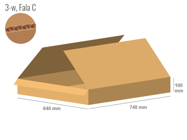 Cardboard box 740x640x100 - with Flaps (Fefco 201) - Single Wall (3-layer)