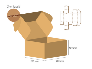 Pudełko fasonowe 260x230x130 - Fefco 427