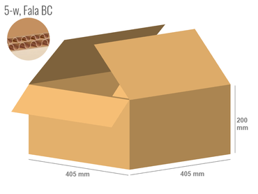 Cardboard box 405x405x200 - with Flaps (Fefco 201) - Double Wall (5-layer)
