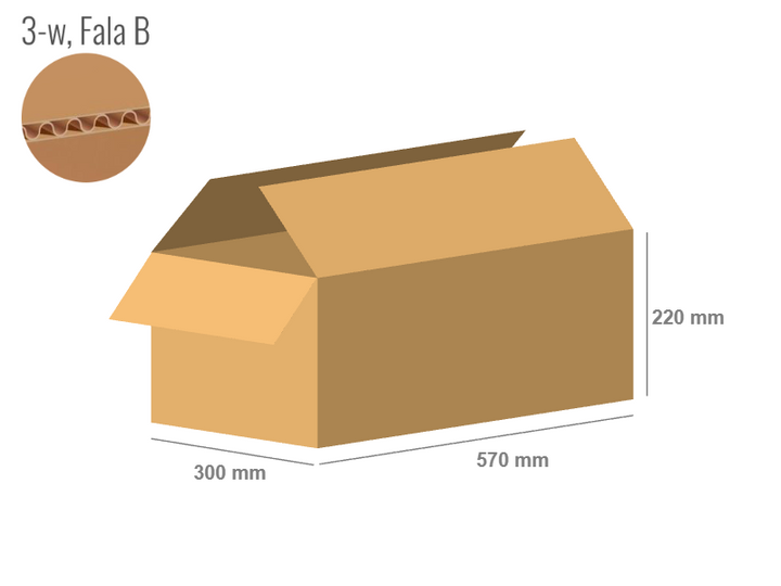 Karton 570x300x220 - mit Klappen (FEFCO 201) - 1-wellig (3-Schicht)