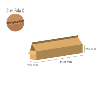 Pudełko kartonowe 1100x150x150 z klapami na zakład - Klapowe Fefco 203