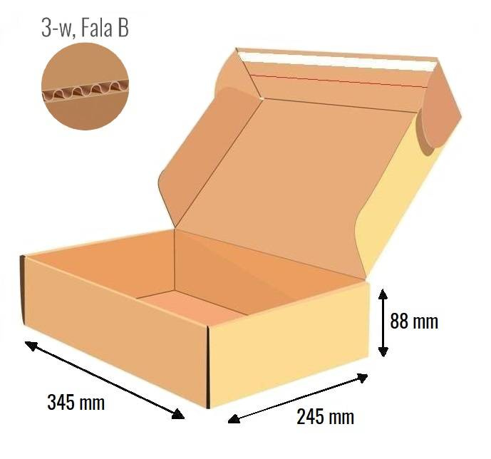 Pudełko fasonowe 345x245x88 - Fefco 427 BOX