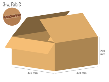 Karton 430x430x200 - mit Klappen (FEFCO 201) - 1-wellig (3-Schicht)