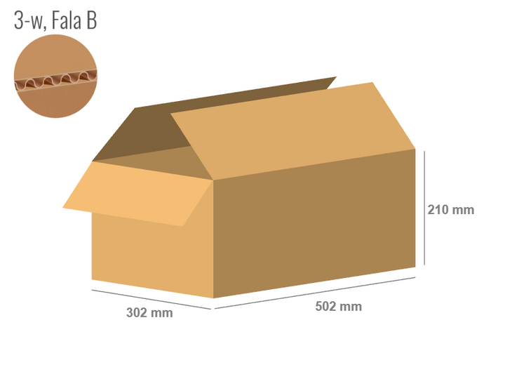 Cardboard box 502x302x210 - with Flaps (Fefco 201) - Single Wall (3-layer)